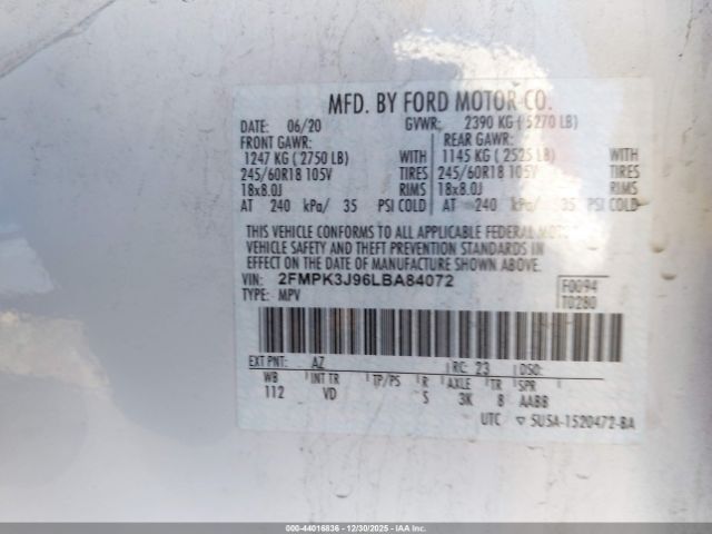 2020 FORD EDGE 2FMPK3J96LBA84072 Photo 8