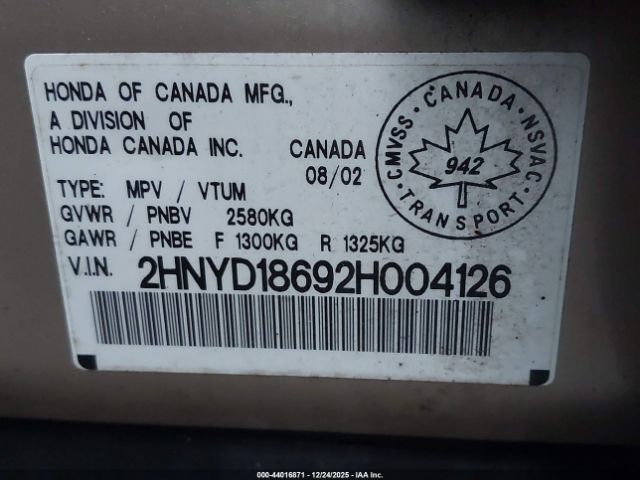 2002 ACURA MDX 2HNYD18692H004126 Photo 8