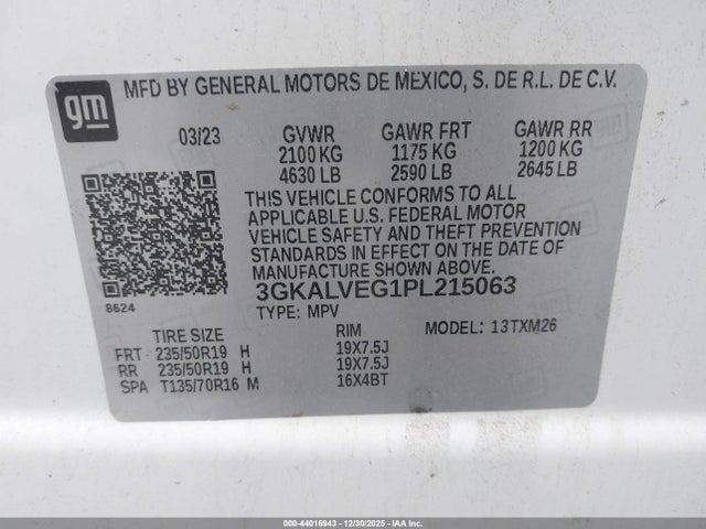3GKALVEG1PL215063 GMC Terrain Awd Slt