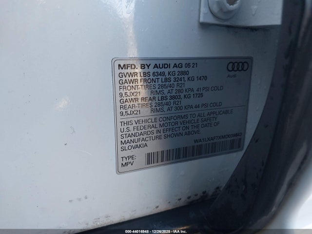 2021 AUDI Q7 WA1LXAF7XMD039643 Photo 8
