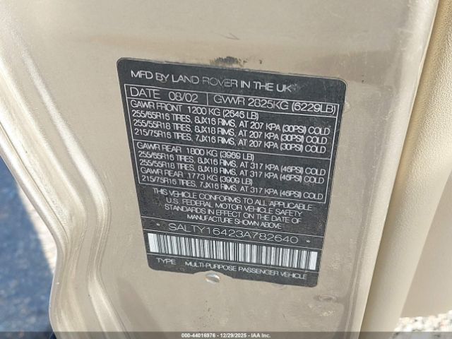2003 LAND ROVER DISCOVERY SALTY16423A782640 Photo 8