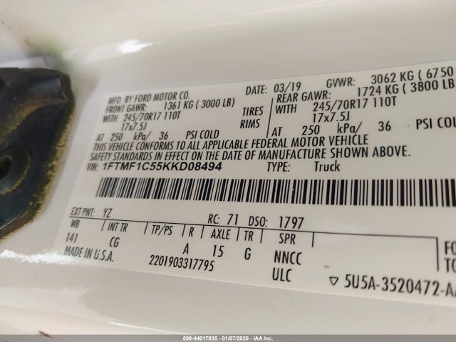 Ford F-150 Xl 2019 1FTMF1C55KKD08494 Image 9