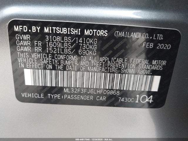 2020 MITSUBISHI MIRAGE G4 ML32F3FJ6LHF09868 Photo 8