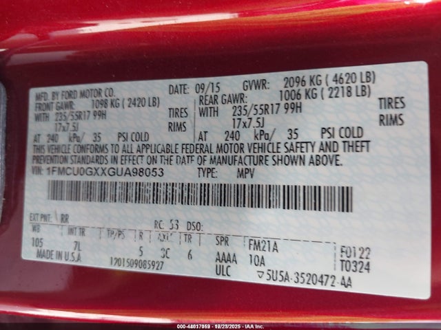 2016 FORD ESCAPE 1FMCU0GXXGUA98053 Photo 8