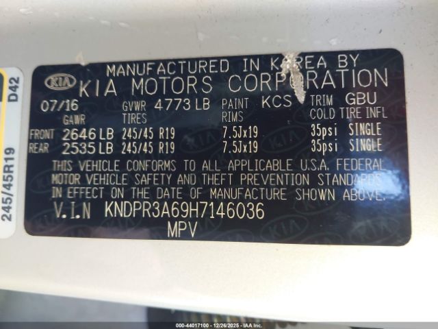 2017 KIA SPORTAGE KNDPR3A69H7146036 Photo 8