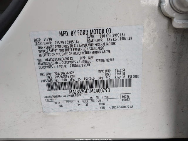 2021 FORD ECOSPORT MAJ3S2GE1MC400793 Photo 8