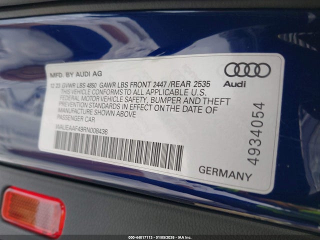 WAUEAAF49RN008436 Audi A4 Premium Plus 45 Tfsi S Line Quattro S Tronic