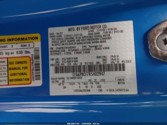 2024 FORD MUSTANG 1FA6P8CF7R5402947 Photo 8