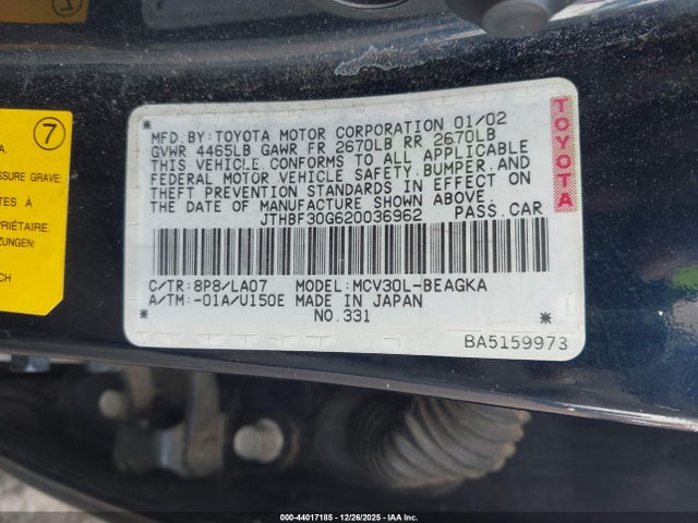 2002 LEXUS ES 300 JTHBF30G620036962 Photo 8