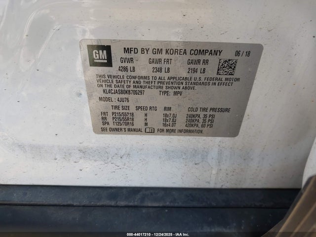 KL4CJASB0KB705297 Buick Encore Fwd Preferred