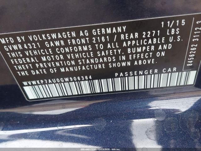 2016 VOLKSWAGEN E-GOLF WVWKP7AU0GW906364 Photo 8