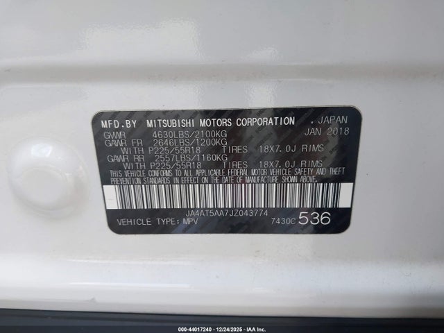 2018 MITSUBISHI ECLIPSE CROSS JA4AT5AA7JZ043774 Photo 8