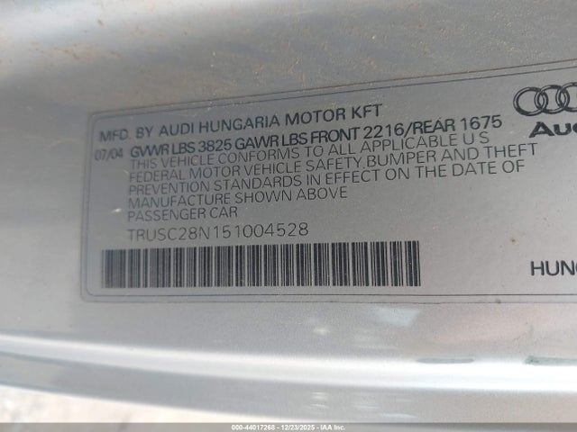 2005 AUDI TT TRUSC28N151004528 Photo 8