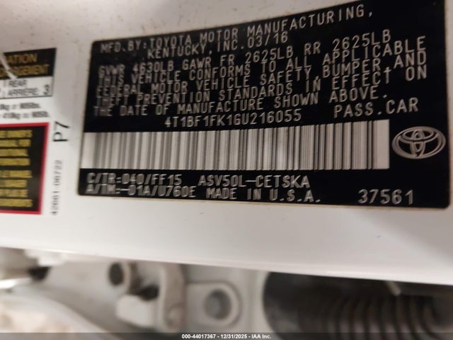 4T1BF1FK1GU216055 Toyota CAMRY SE