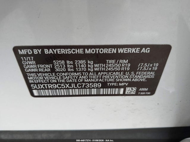5UXTR9C5XJLC73589 BMW X3 Xdrive30i
