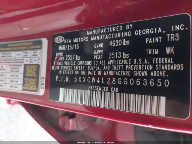 2016 KIA OPTIMA 5XXGW4L28GG063650 Photo 8