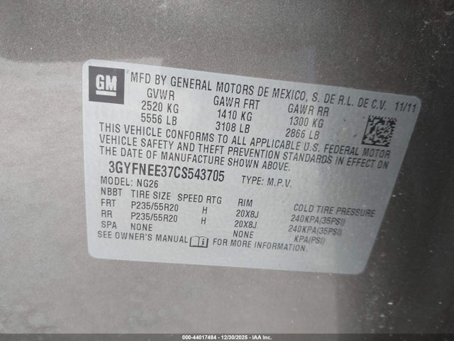 2012 CADILLAC SRX 3GYFNEE37CS543705 Photo 8