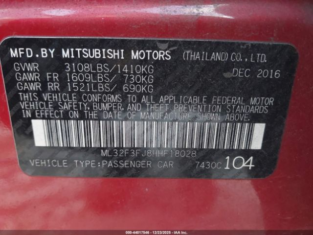 2017 MITSUBISHI MIRAGE G4 ML32F3FJ8HHF18028 Photo 8