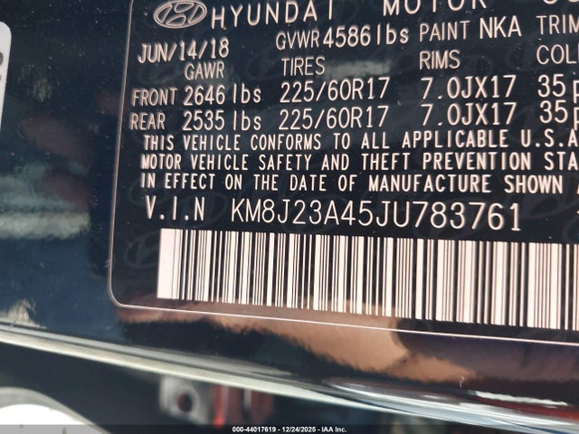 KM8J23A45JU783761 Hyundai TUCSON SE