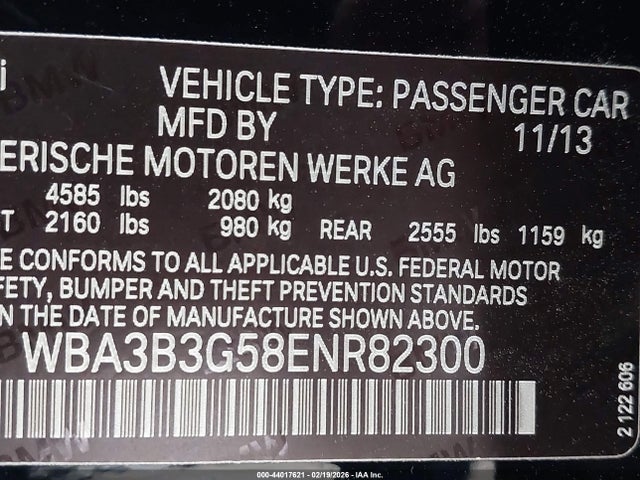 Aukcja sprzedaży 2014 Bmw 328i Xdrive, vin: WBA3B3G58ENR82300, numer aukcji: 44017621