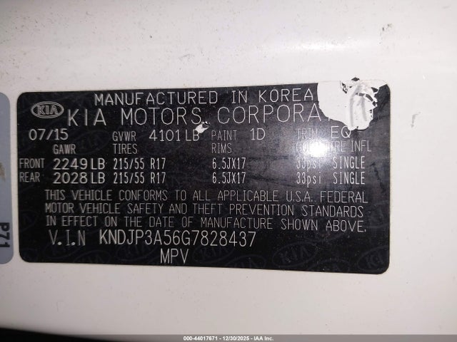 KIA SOUL + 2016 KNDJP3A56G7828437 Image 9