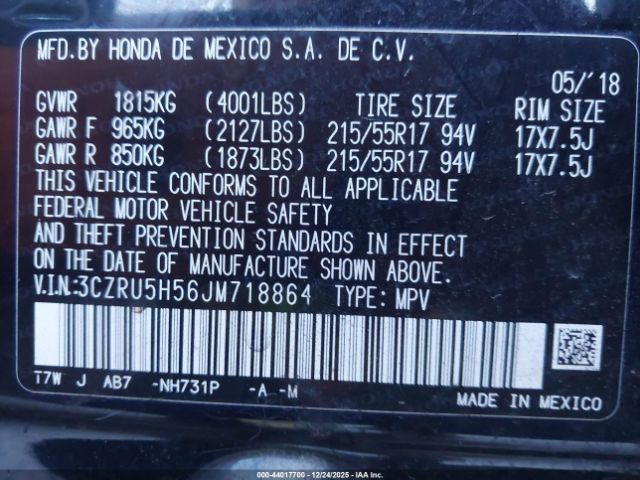 2018 HONDA HR-V 3CZRU5H56JM718864 Photo 8