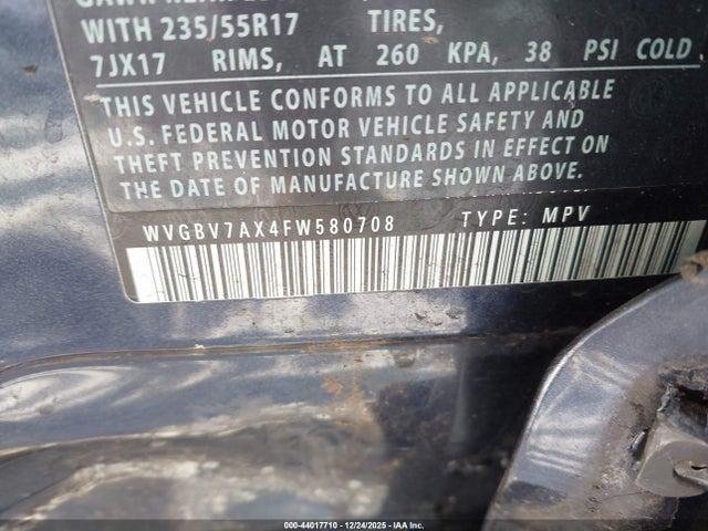 2015 VOLKSWAGEN TIGUAN WVGBV7AX4FW580708 Photo 8