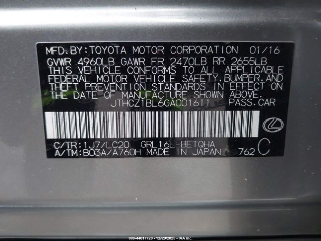 2016 LEXUS GS 350 JTHCZ1BL6GA001611 Photo 8