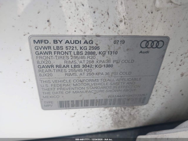 2019 AUDI SQ5 WA1A4AFY2K2133257 Photo 8