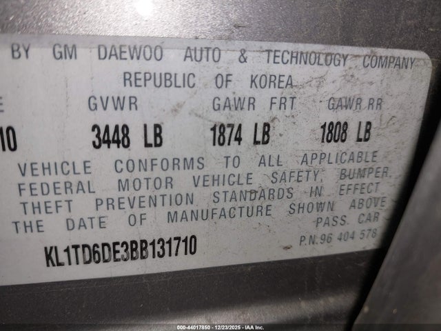 2011 CHEVROLET AVEO KL1TD6DE3BB131710 Photo 8