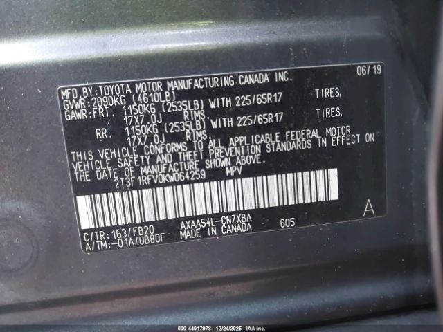 2019 TOYOTA RAV4 2T3F1RFV0KW064259 Photo 8