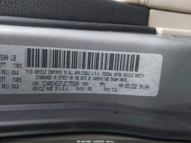 2018 DODGE DURANGO 1C4RDHEG7JC175524 Photo 8