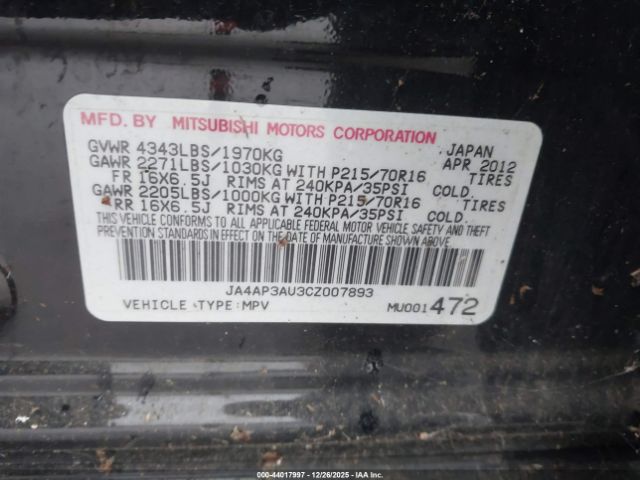 2012 MITSUBISHI OUTLANDER SPORT JA4AP3AU3CZ007893 Photo 8