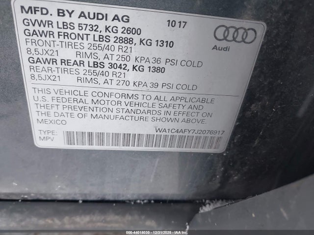 2018 AUDI SQ5 WA1C4AFY7J2076917 Photo 8