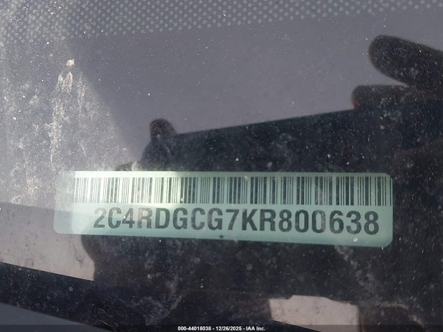 44018038 :رقم المزاد ، 2C4RDGCG7KR800638 vin ، 2019 Dodge Grand Caravan Sxt مزاد بيع