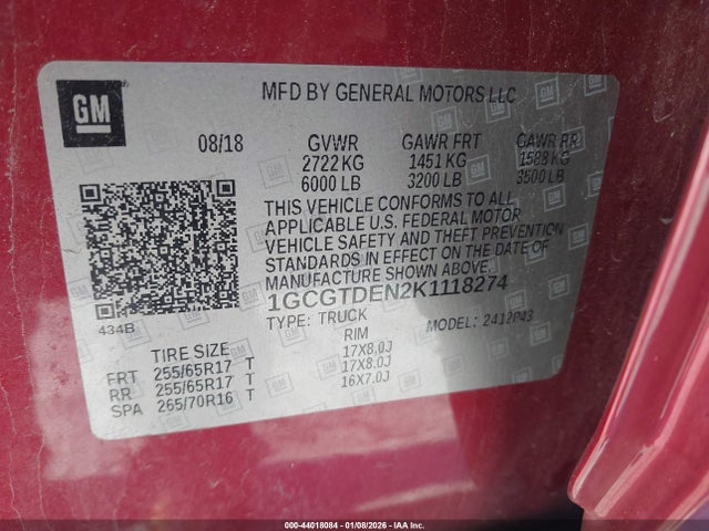 1GCGTDEN2K1118274 Chevrolet Colorado Z71