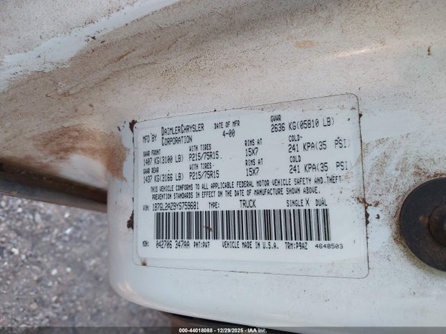 2000 DODGE DAKOTA 1B7GL2AZ9YS759681 Photo 8