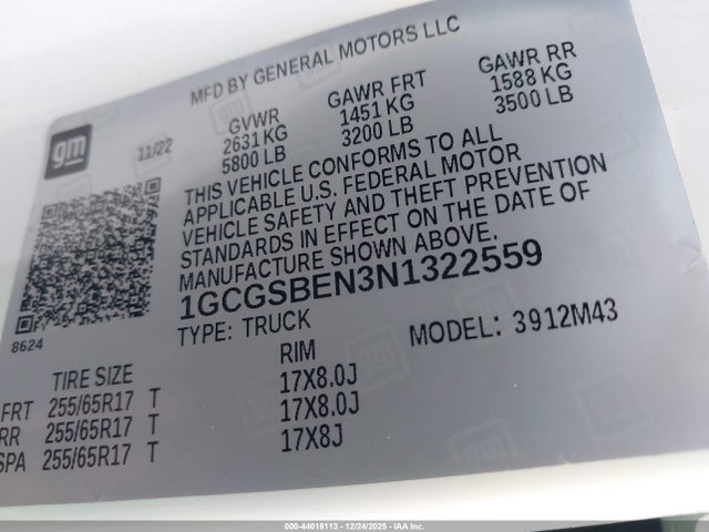 2022 CHEVROLET COLORADO 1GCGSBEN3N1322559 Photo 8