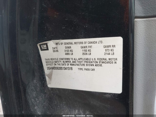 Aukcja sprzedaży 2005 Buick Lacrosse Cxl, vin: 2G4WD562851341318, numer aukcji: 44018182