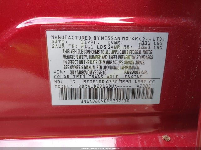 Продаж на аукціоні авто 2021 Nissan Sentra Sv Xtronic Cvt, vin: 3N1AB8CV0MY207510, номер лоту: 44018205