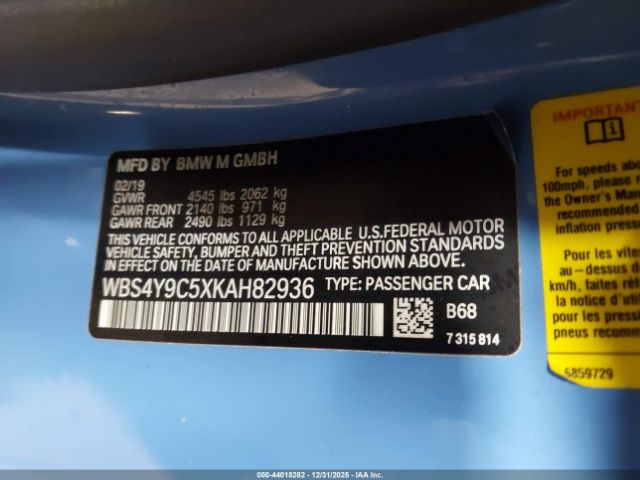 2019 BMW M4 WBS4Y9C5XKAH82936 Photo 8