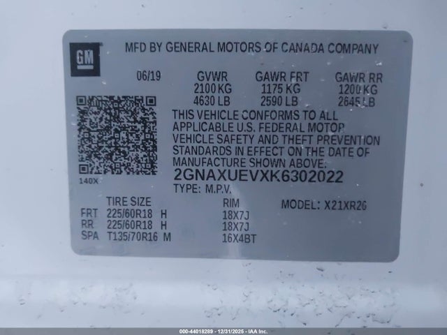 Chevrolet EQUINOX LT 2019 2GNAXUEVXK6302022 Image 9
