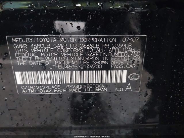 2007 LEXUS ES 350 JTHBJ46G572149700 Photo 8