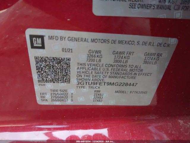 3GTU9FET9MG228447 GMC Sierra 1500 4wd Short Box Denali