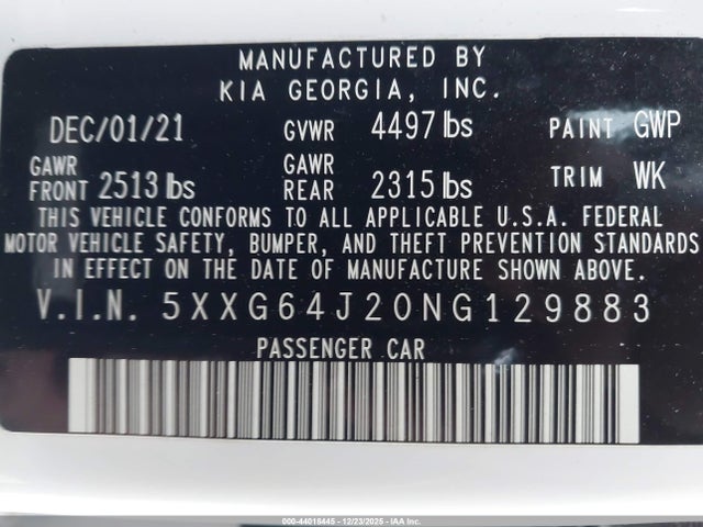 2022 KIA K5 5XXG64J20NG129883 Photo 8