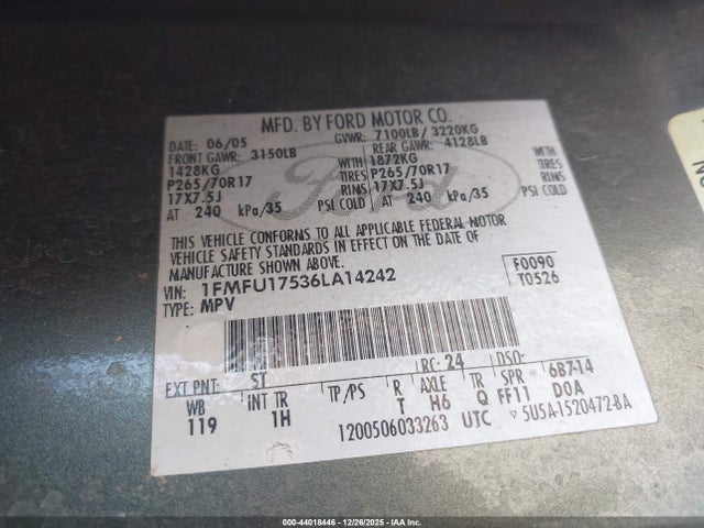 2006 FORD EXPEDITION 1FMFU17536LA14242 Photo 8