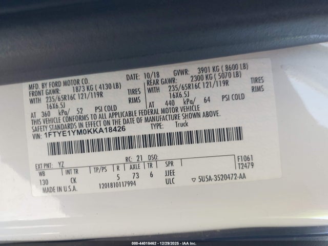 1FTYE1YM0KKA18426 Ford Transit-150