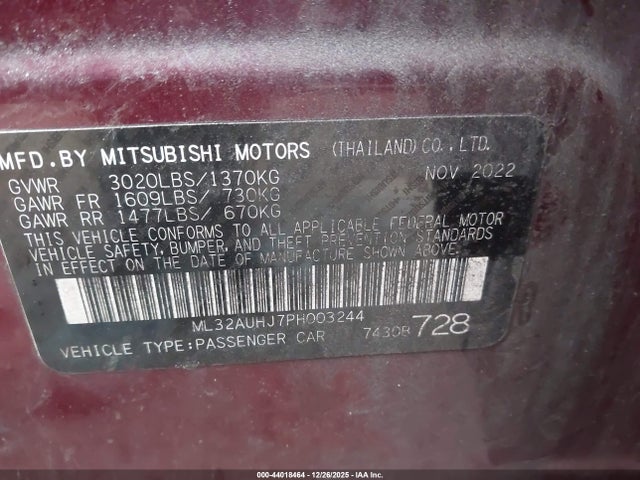 2023 MITSUBISHI MIRAGE ML32AUHJ7PH003244 Photo 8