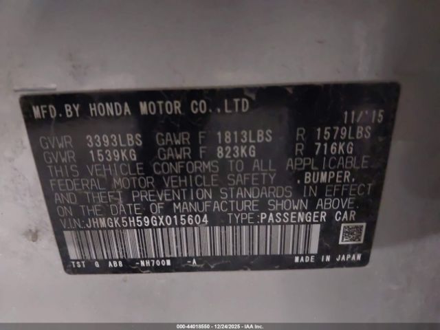 2016 HONDA FIT JHMGK5H59GX015604 Photo 8