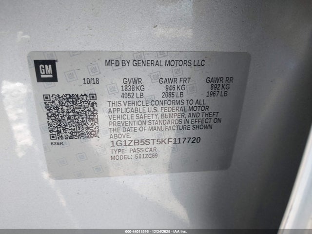 1G1ZB5ST5KF117720 Chevrolet Malibu 1ls